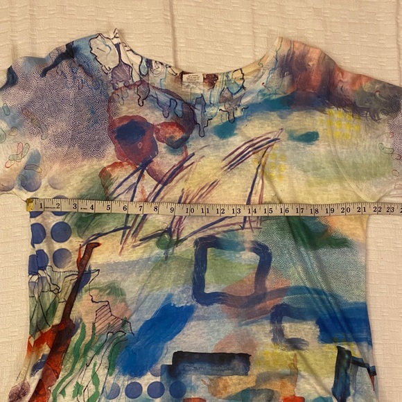 ET LOIS Artistic Multicolor Three Quarter Sleeve Blouse - Picture 7 of 11